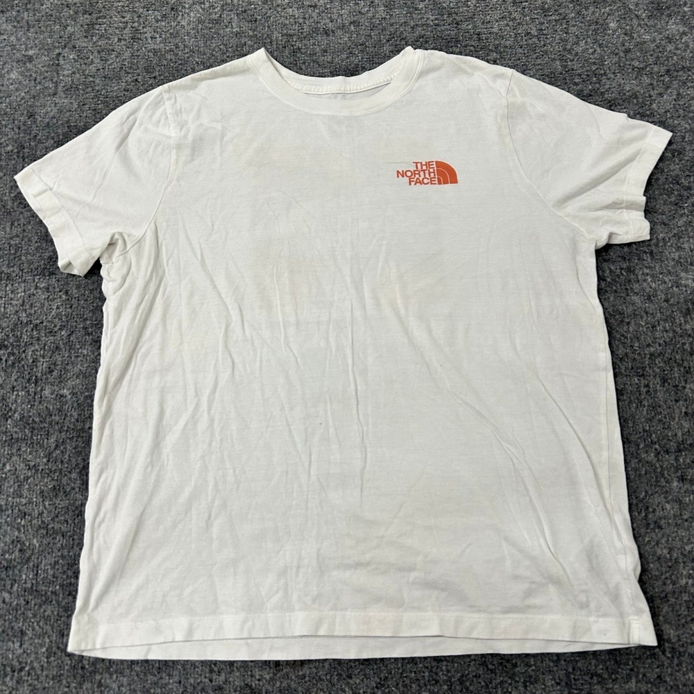 The North Face T-Shirt Womens XL White Cotton Graphic Back Logo Tee Short Sleeve
